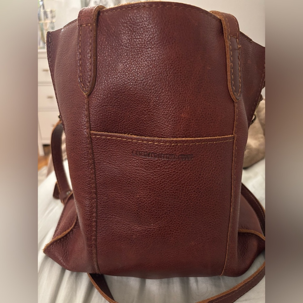 Portland leather north / south Lola Crossbody bag w/zipper  - color, nutmeg - Picture 9 of 16